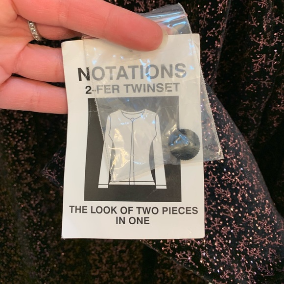 Notations 2-Fer Twinset - black and mauve sparkle layered top - Picture 6 of 10